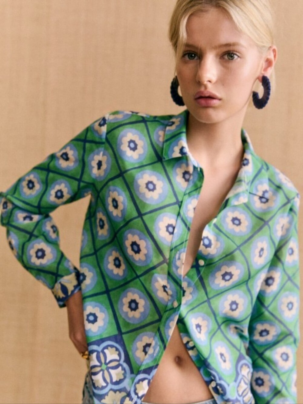 *NWT* [Sezane X Momoni] Pierror Shirt In Rimini, Size 38/6, Silk, Organic Cotton